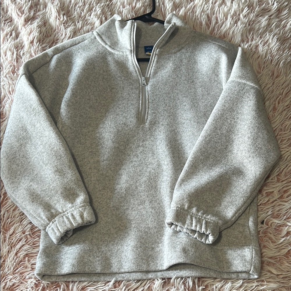 Girls Gray Half-Zip Sweater